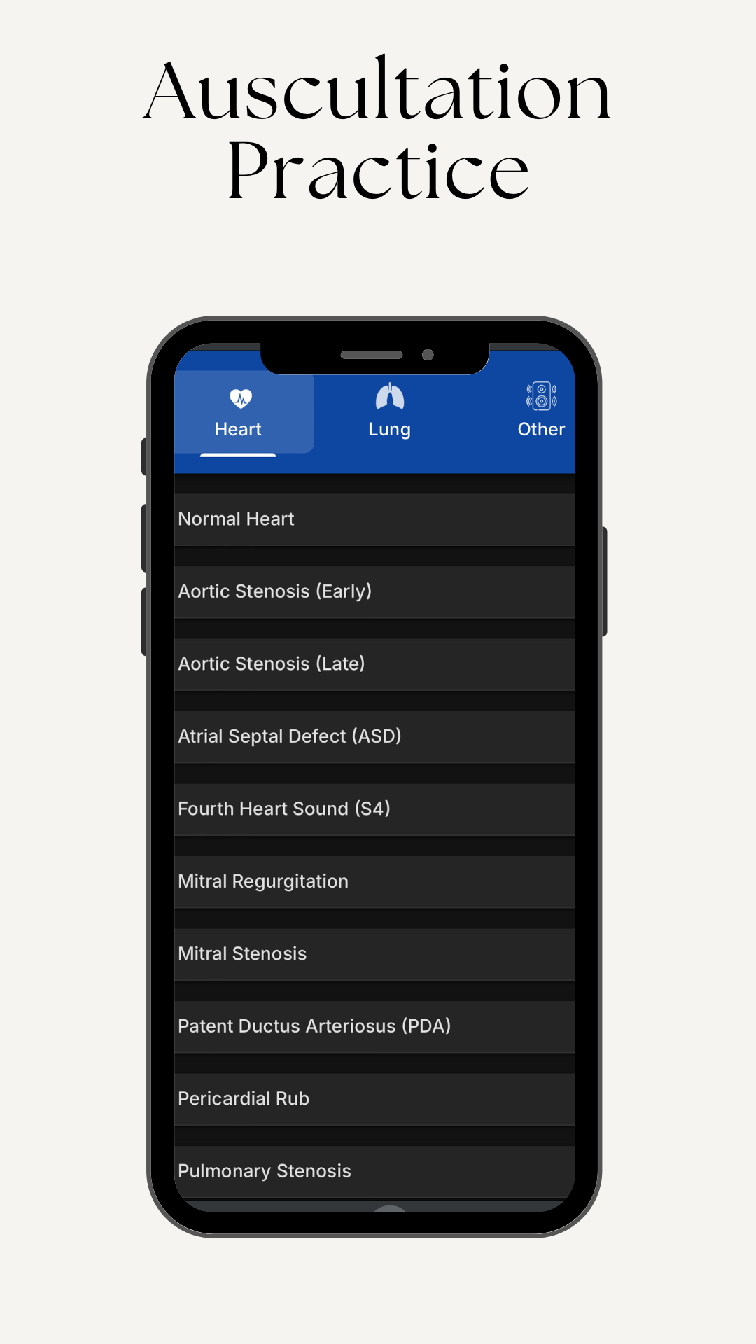 Auscultation Practice Screen