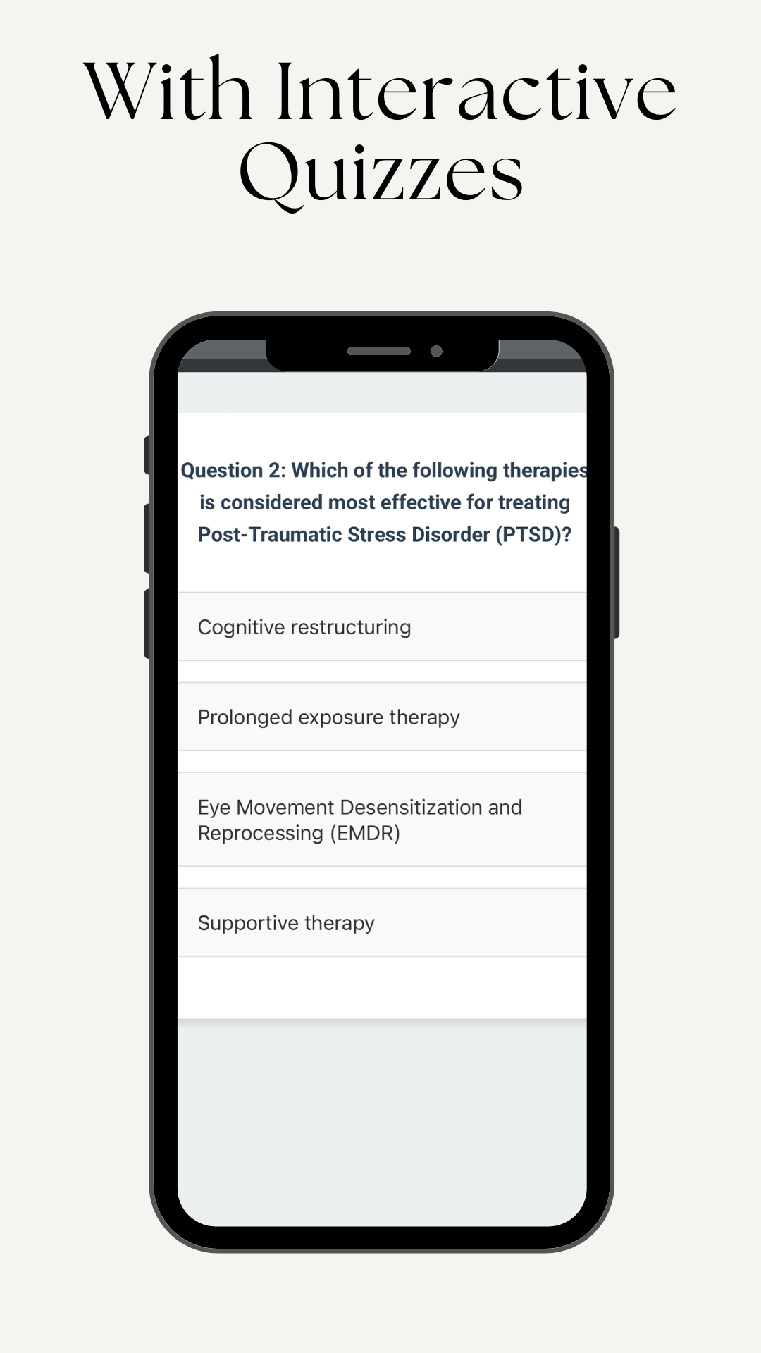 Interactive Quizzes Screen